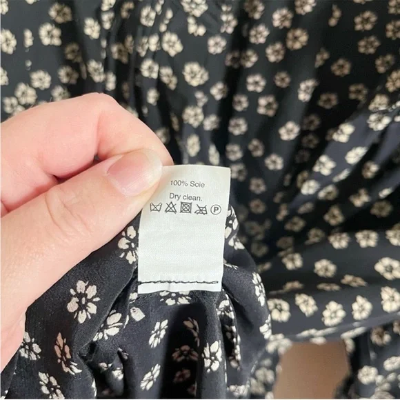 Madewell Memory blouse black Stencil Blossom floral silk high low - Picture 8 of 9